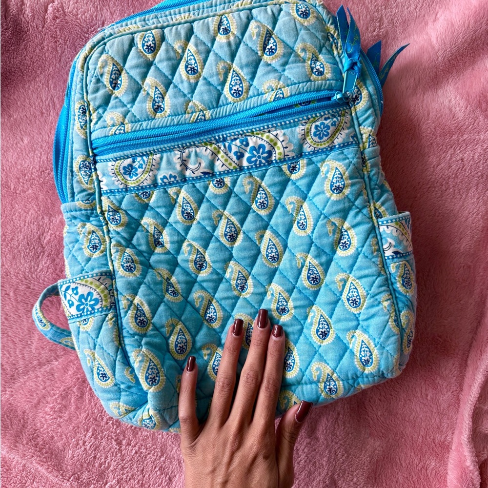 Quilted Blue Vera Bradley Paisley Backpack